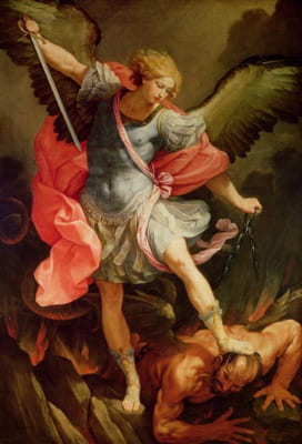 Der heilige Erzengel Michael besiegt Satan